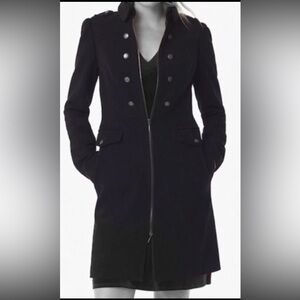 White House Black Market Elegant Military Black Pea Coat